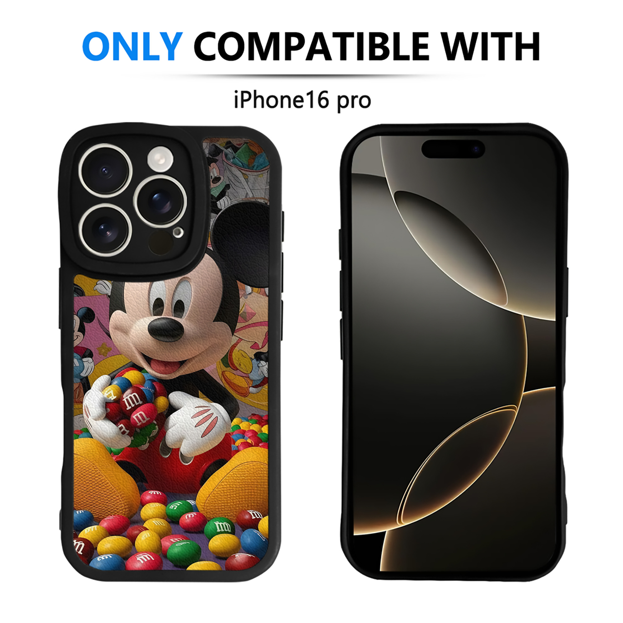 （画像用） ミッキーマウス Mickey Mouse 【iPhone 16シリーズ対応】シリコンスマホケース（レザー調） 材質：シリコン